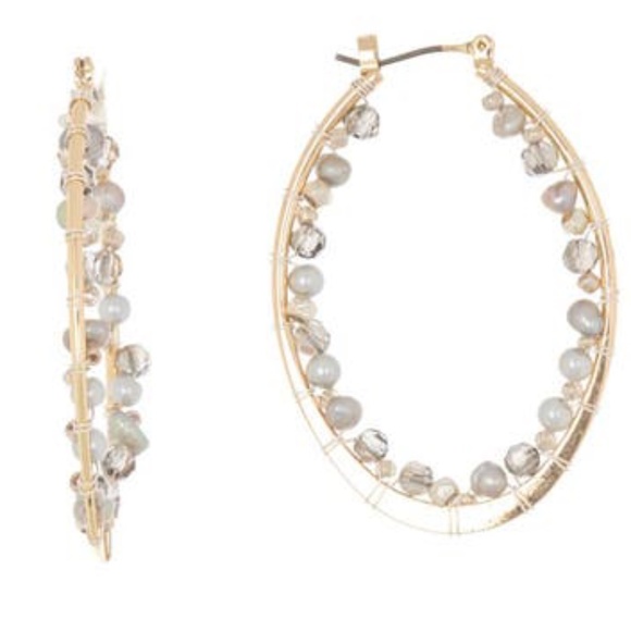 Freshwater Pearl Beaded Hoop Earrings - NWT - Picture 3 of 12